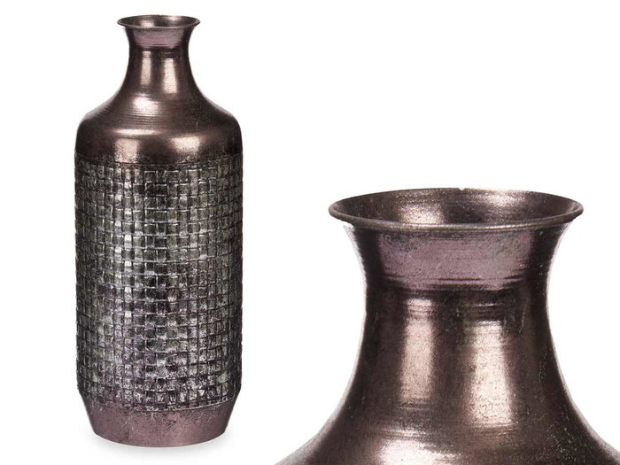 Giftdecor Jarron Relieve Plata Envejecido 16x42x16 cm (Set de 4)