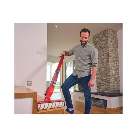 Einhell CLEANEXXO Fregona de microfibra para suelo duro, 360 grados, dispensador 400 ml, para laminado, azulejos y madera, color rojo