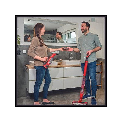 Einhell CLEANEXXO Fregona de microfibra para suelo duro, 360 grados, dispensador 400 ml, para laminado, azulejos y madera, color rojo