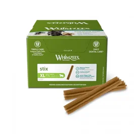Whimzees Golosina Dental para Perros Stix XL, Caja con 30 Piezas para Perros Grandes >27 kg - Reduce Placa y Sarro, Refresca el Aliento