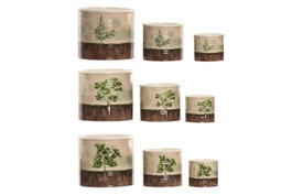 DKD Home Decor Set de 3 Maceteros de Cerámica para Hierbas Verde y Marrón