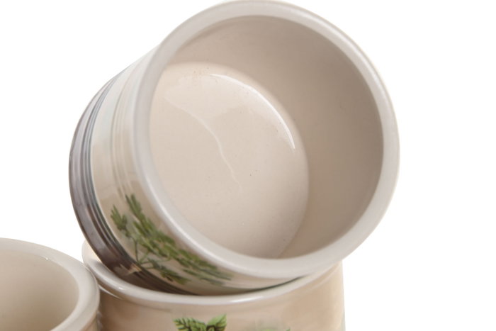DKD Home Decor Set de 3 Maceteros de Cerámica para Hierbas Verde y Marrón