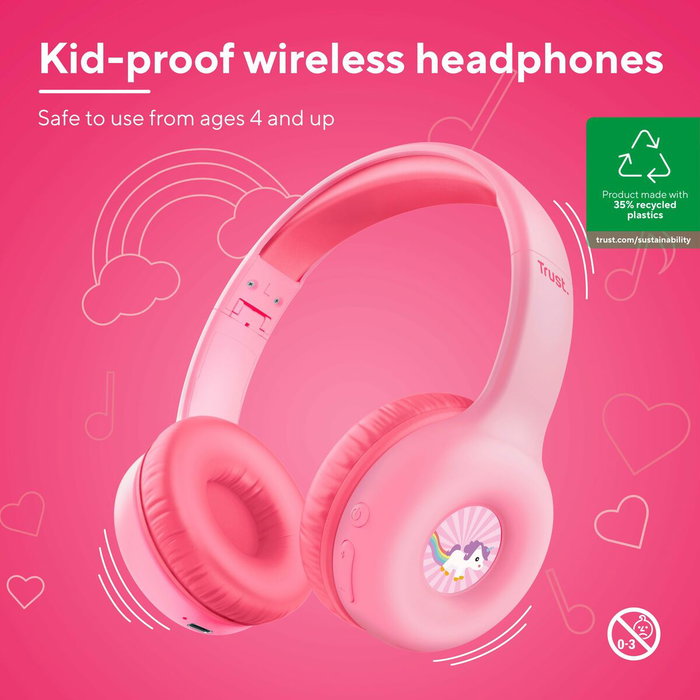 Trust Nouna Kids Auriculares Inalámbricos Rosa Trust Nouna Kids Auriculares Inalámbricos Rosa
