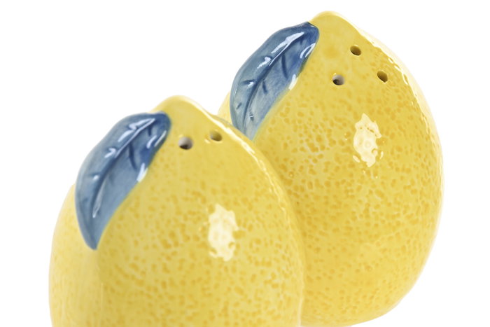 DKD Home Decor Set de 2 Saleros Limon Amarillo y Azul de Dolomite DKD Home Decor Set de 2 Saleros Limon Amarillo y Azul de Dolomite
