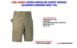 COFRA Finstock Pantalón Corto Verano Algodón Beige T56