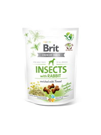 Brit Golosinas Crujientes para Perros con Insectos y Conejo, 6 Bolsitas de 200g