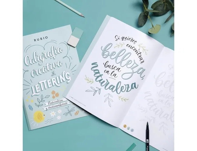 Rubio Cuaderno de lettering caligrafía creativa naturaleza y medio ambiente