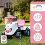Falk Tractor Rainbow Farm con remolque para niños de 1 año. Colores pastel. Fabricado en Francia.
