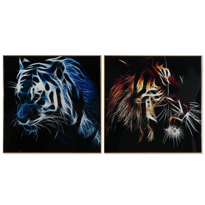 DKD Home Decor Cuadro Aluminio MDF 80x80 Tigre Surtido de 2 Piezas