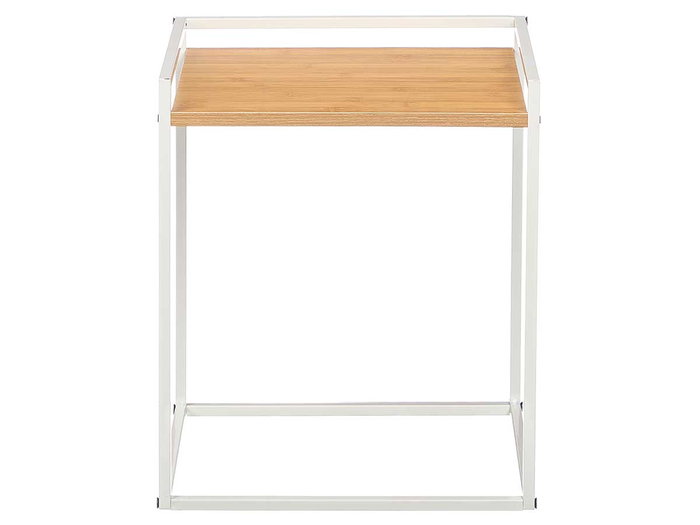 GIFTDECOR Mesa Auxiliar Blanco-Bambu