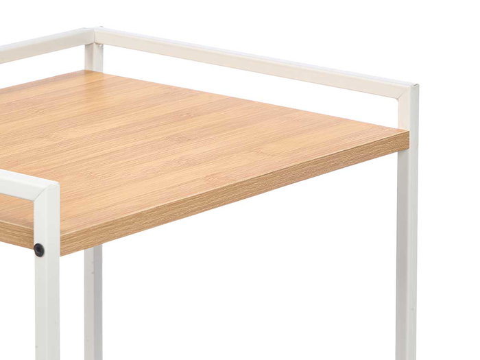 GIFTDECOR Mesa Auxiliar Blanco-Bambu