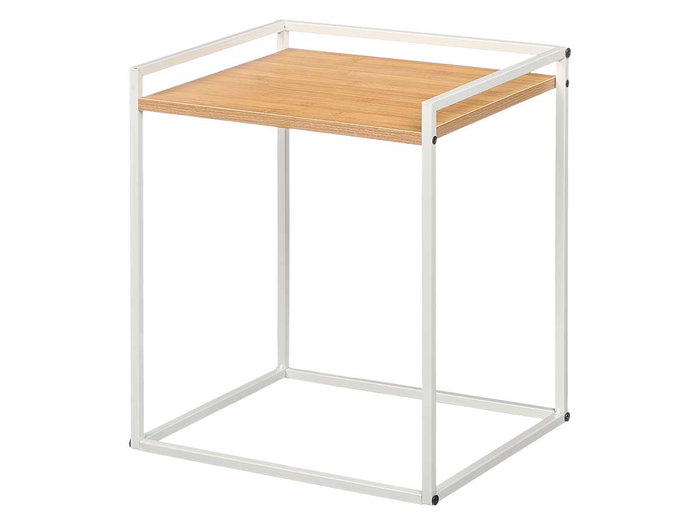 GIFTDECOR Mesa Auxiliar Blanco-Bambu