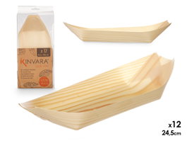 Kinvara Set de 12 Bandejas Ovaladas de Madera Marrón