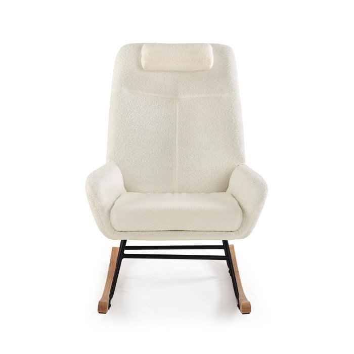 Versa Mecedora con Almohada Beige Madera Metal Poliester 94 cm Ancho x 94 cm Alto x 65 cm Largo