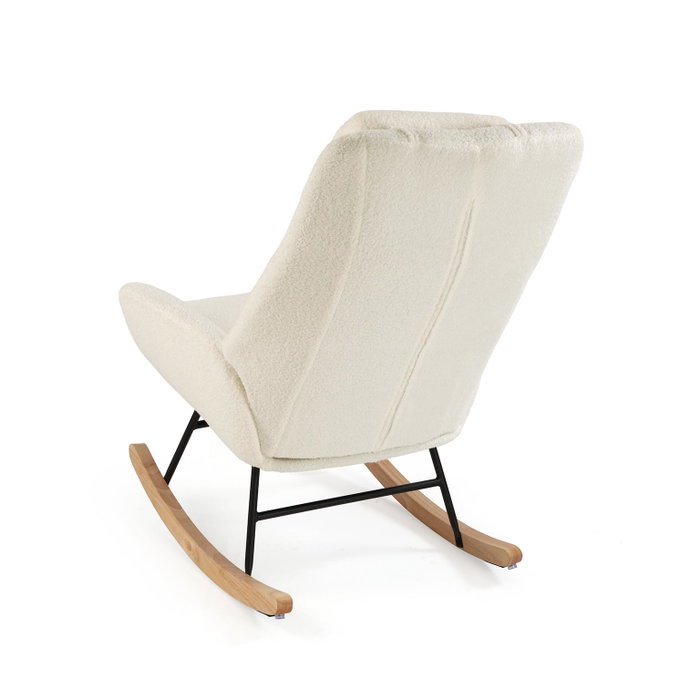 Versa Mecedora con Almohada Beige Madera Metal Poliester 94 cm Ancho x 94 cm Alto x 65 cm Largo