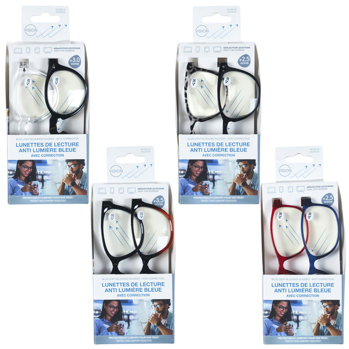 Sensly Juego de 2 Gafas de Lectura Antirreflejantes con Monturas Surtidas y Graduaciones +2.5/+3/+3.5