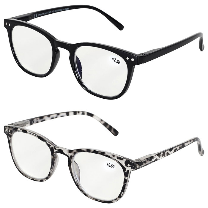 Sensly Juego de 2 Gafas de Lectura Antirreflejantes con Monturas Surtidas y Graduaciones +2.5/+3/+3.5