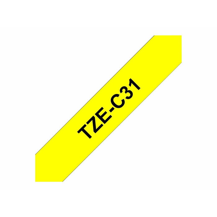 Brother Cinta laminada TZE-C31 Amarillo fluorescente / negro 12mm x 5m Brother Cinta laminada TZE-C31 Amarillo fluorescente / negro 12mm x 5m