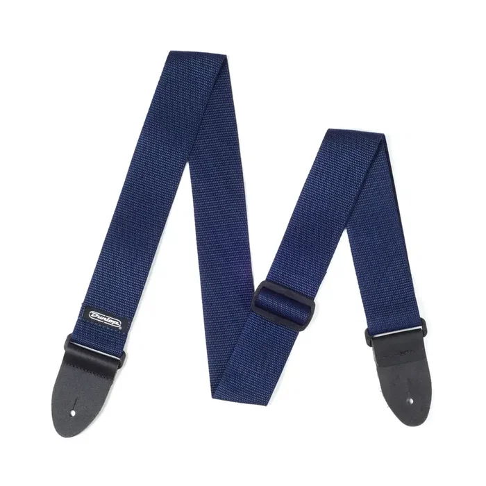 Dunlop Correa Poly Navy Blue con extremos de piel auténtica Dunlop Correa Poly Navy Blue con extremos de piel auténtica