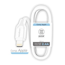 Tech One Tech Cable USB-A a Lightning 1m Blanco Carga Rápida