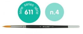 MILAN Pack de 6 Pinceles Sintéticos Redondos Nº 4 Serie 611 Mango Corto