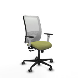 PIQUERAS Y CRESPO Silla de oficina Zulema con mecanismo Sincro, Verde oliva y Blanco