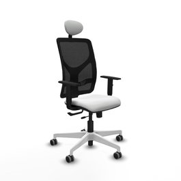 PIQUERAS Y CRESPO Silla de oficina Motilla con mecanismo Sincro/Traslack, Blanco y Negro