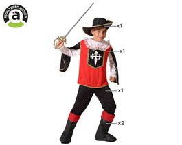 Disfraz Mosquetero Infantil 5-6 Años con Sombrero y Peto Rojo