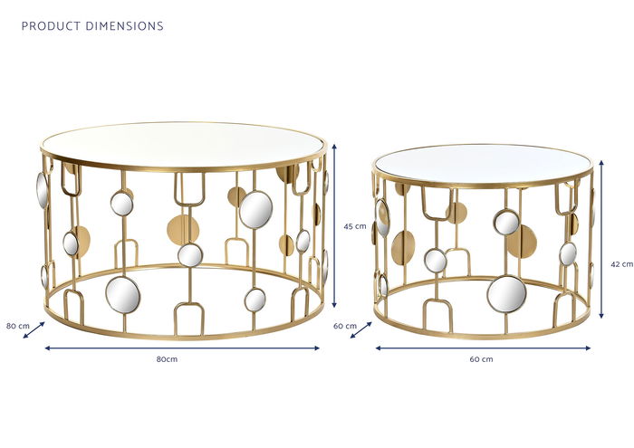 Mesita Auxiliar Glam DKD Home Decor Dorado 80 x 45 x 80 cm Set de 2