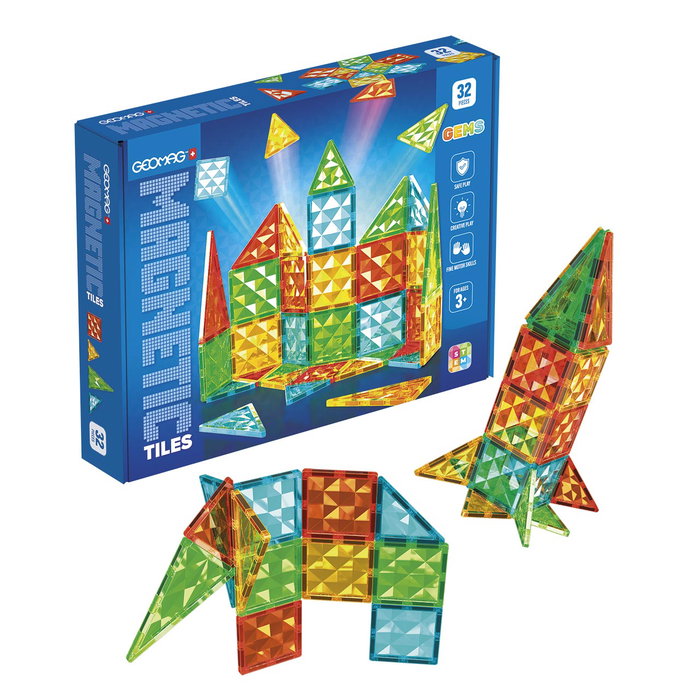 Geomag Magnetic Tiles Gems 4101 - 32 Piezas con Efecto Cristal Geomag Magnetic Tiles Gems 4101 - 32 Piezas con Efecto Cristal