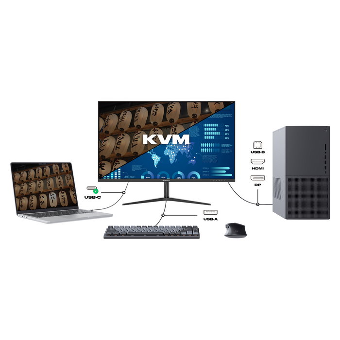 JAPANNEXT JN-IPS27WQHDR-C65W Monitor IPS 27" WQHD (2560x1440) 75Hz, 5ms, AMD FreeSync, HDR, Altavoces, USB-C 65W, Negro