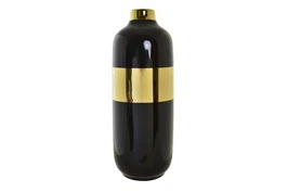 DKD Home Decor Jarrón de Porcelana Bicolor y Dorado 16x16x41 cm