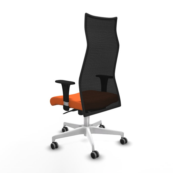 PIQUERAS Y CRESPO Sillón Albacete Naranja y Negro con Mecanismo Sincro y Base Blanca