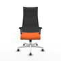 PIQUERAS Y CRESPO Sillón Albacete Naranja y Negro con Mecanismo Sincro y Base Blanca