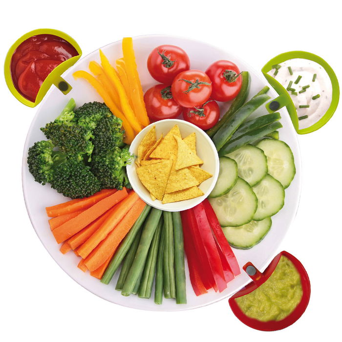 Pick and Drink Juego de 3 Bol con Clip para Salsas y Condimentos, 8.5x5 cm, Altura 4 cm