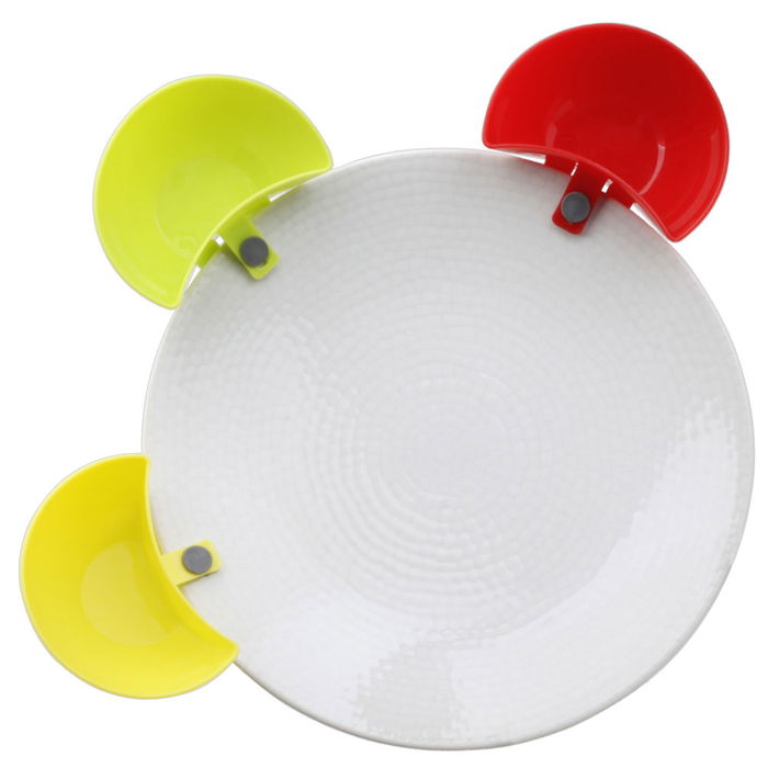 Pick and Drink Juego de 3 Bol con Clip para Salsas y Condimentos, 8.5x5 cm, Altura 4 cm