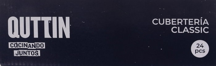 Inde - Cubertería Quttin "Classic" 24 Piezas, Acero Inoxidable, Set para 6 Personas (6 Tenedores, 6 Cuchillos, 6 Cucharas, 6 Cucharas de Postre), Peso 11.88 kg (8 Unidades)