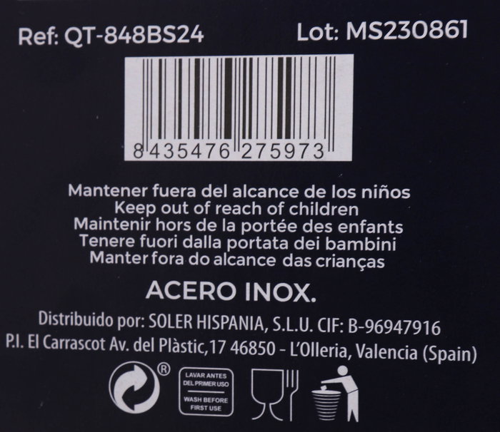 Inde - Cubertería Quttin "Classic" 24 Piezas, Acero Inoxidable, Set para 6 Personas (6 Tenedores, 6 Cuchillos, 6 Cucharas, 6 Cucharas de Postre), Peso 11.88 kg (8 Unidades)