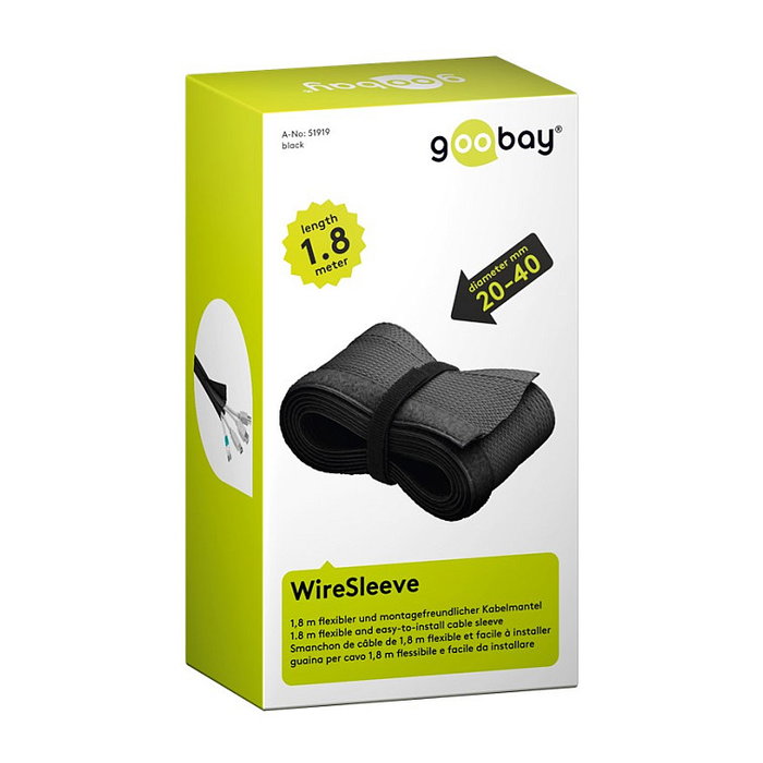 Goobay Funda para cables flexible 51919, 1,8 m, Negro