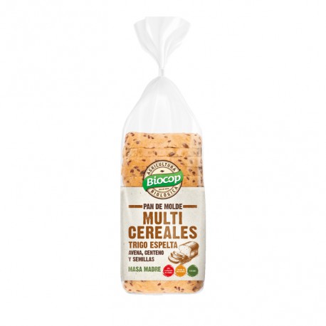 BIOCOP Pan de Molde de Trigo y Espelta Multicereales con Masa Madre 400g