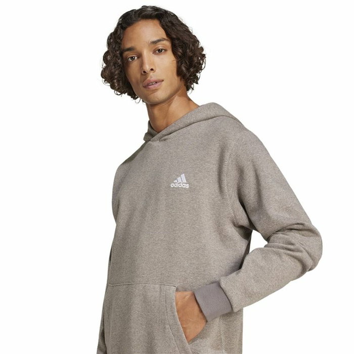 Sudadera con Capucha Hombre Adidas Seasonal Essentials Melange Hoodie Marrón Beige