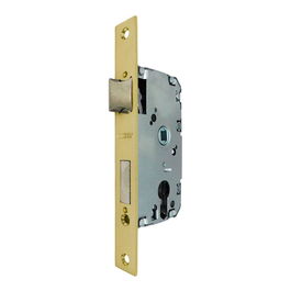 Micel Cre04 - Cerradura de Embutir para Puerta de Madera, Acabado Latonado, Entrada 50 mm, Medida entre Ejes 47 mm, Cuadradillo 8 mm