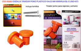Gisdalia Finstoc Tirador Pomo Plástico Naranja 34x33 mm