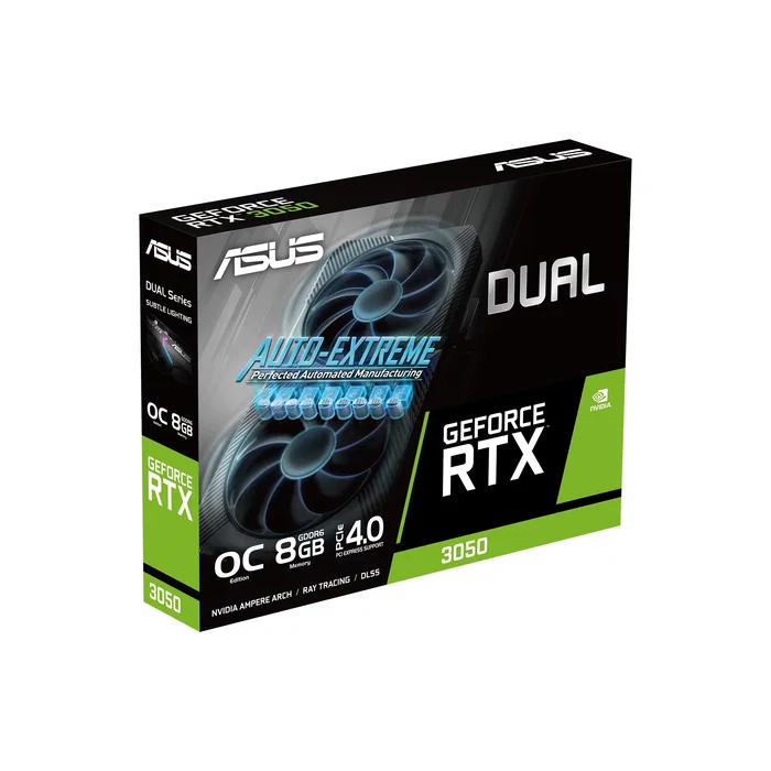 ASUS Dual GeForce RTX 3050 OC V2 Tarjeta Gráfica Gaming - 8GB GDDR6, PCIe 4.0, 7680x4320, HDMI 2.1, DisplayPort 1.4a, Ventilador Dual Axial-tech