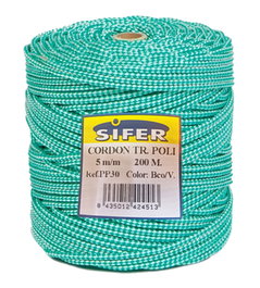 Cuerda trenzada de polipropileno 5 mm x 200 m blanca/verde