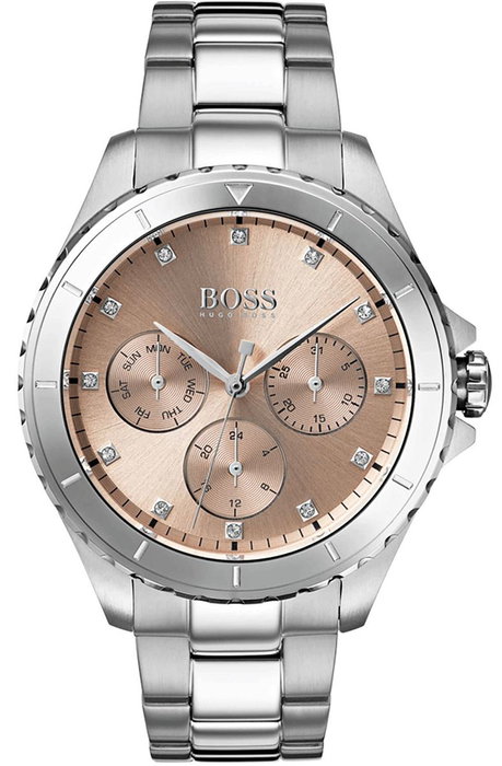 Hugo Boss Reloj Analógico para Mujer con Esfera Rosa y Acero Gris Hugo Boss Reloj Analógico para Mujer con Esfera Rosa y Acero Gris