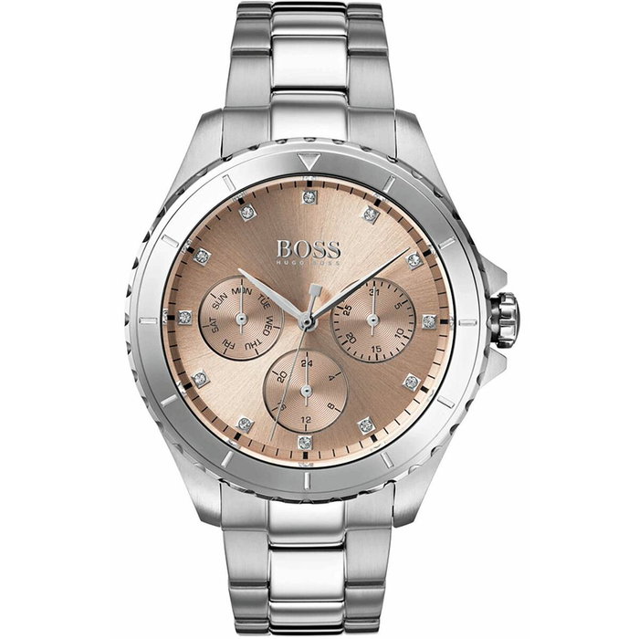 Hugo Boss Reloj Analógico para Mujer con Esfera Rosa y Acero Gris Hugo Boss Reloj Analógico para Mujer con Esfera Rosa y Acero Gris