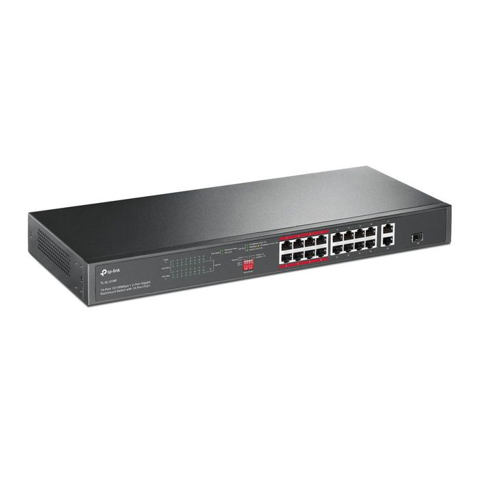 TP-Link TL-SL1218P Switch Gigabit PoE+ de 16 puertos, Negro