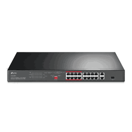 TP-Link TL-SL1218P Switch Gigabit PoE No Administrado 16 Puertos PoE+ (30W por puerto), 18 Puertos (16x PoE Gigabit, 2x Gigabit, 1x SFP), Montaje Rack 1U
