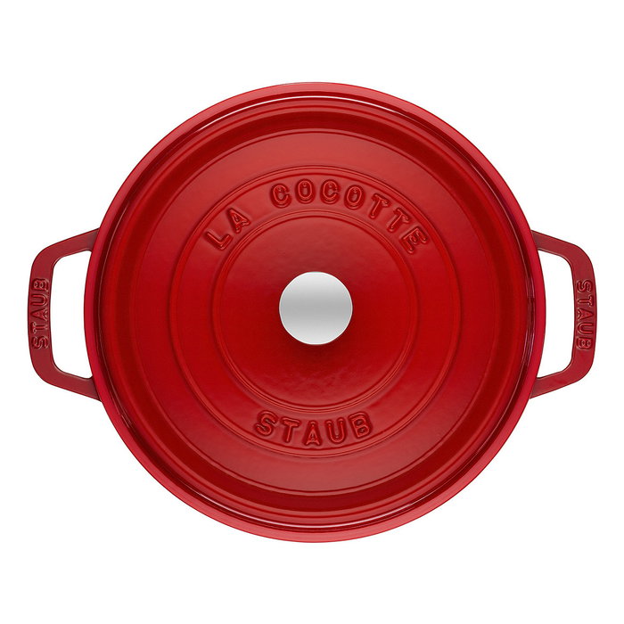 Staub Olla Cocotte Francesa, 28 cm, 6.7 L, Hierro Fundido Esmaltado Rojo Cereza, Modelo 40509-852-0